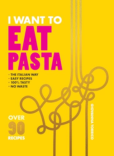 Yellow cookbook cover with pink text and stylized line art of pasta noodles.