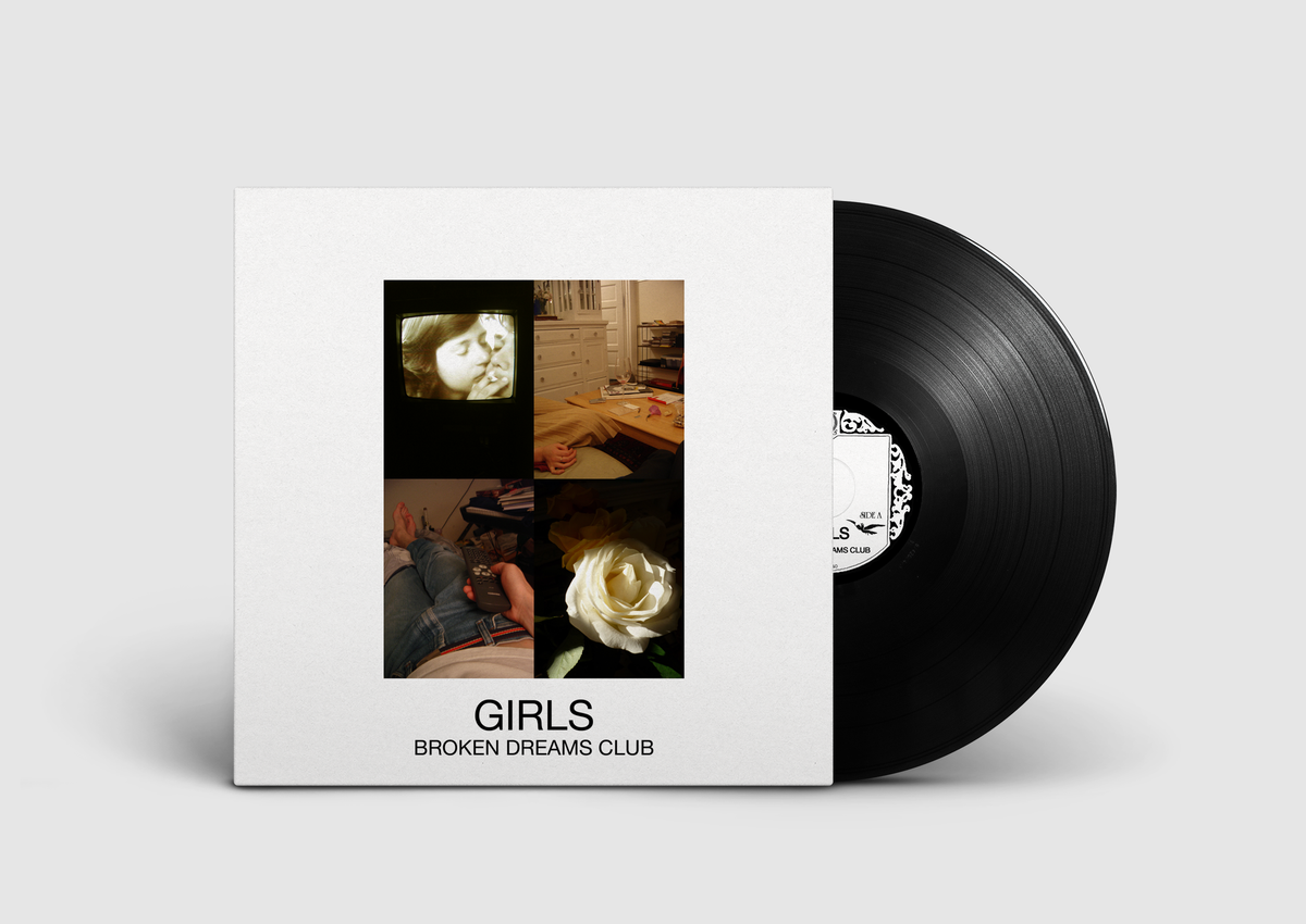 Vinyl record for “Girls - Broken Dreams Club” with collage cover art.