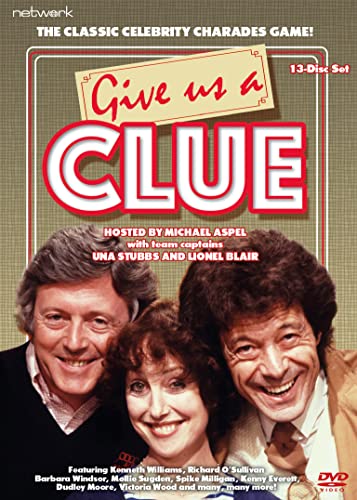 DVD cover for Give Us A Clue featuring Michael Aspel, Una Stubbs, and Lionel Blair.