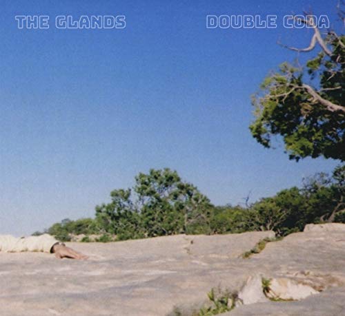 "Album cover featuring a person lying on a rocky surface with trees in the background."