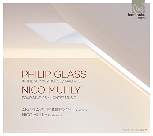 CD cover for Philip Glass and Nico Muhly compositions, featuring abstract design.