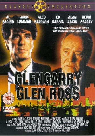 DVD cover for "Glengarry Glen Ross" featuring Al Pacino and Jack Lemmon.