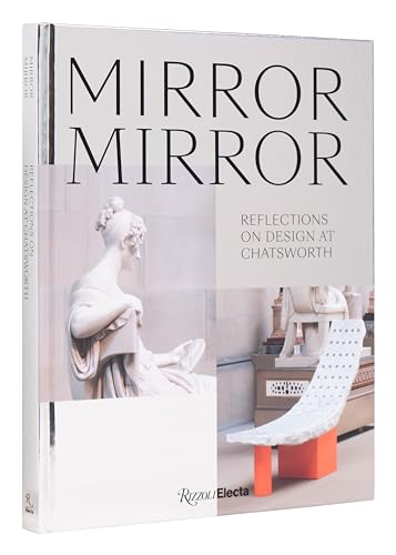 Book cover: "Mirror Mirror" with sculpture and modern chair imagery.