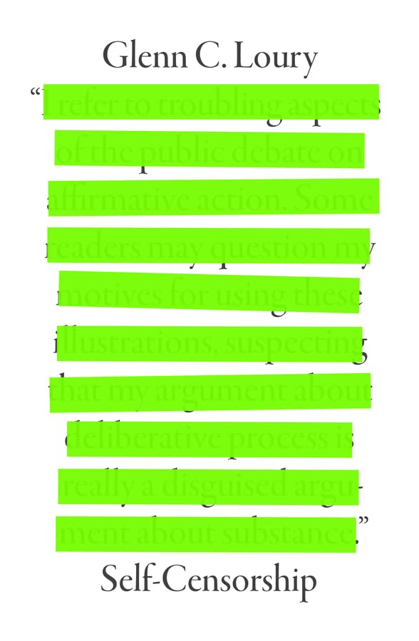 Book cover with green text on white, titled "Self-Censorship" by Glenn C. Loury.