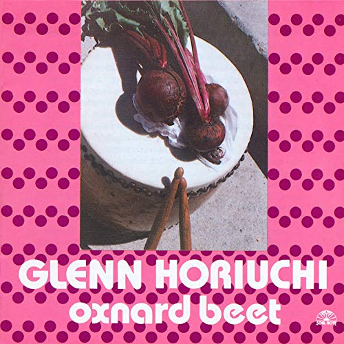 CD cover with beets, drumsticks, and pink polka dots; text reads "Glenn Horiuchi.