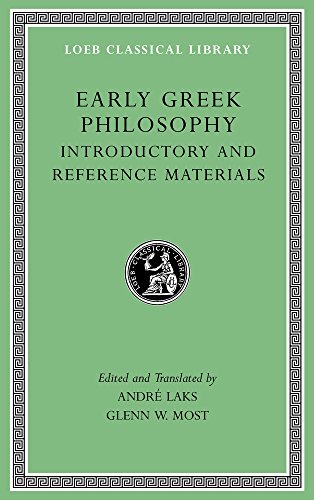 Green book cover with gold lettering: "Early Greek Philosophy," Loeb Classical Library.