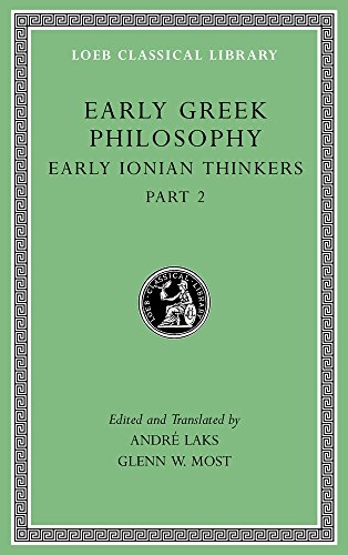 Green book cover with gold lettering: "Early Greek Philosophy, Part 2".