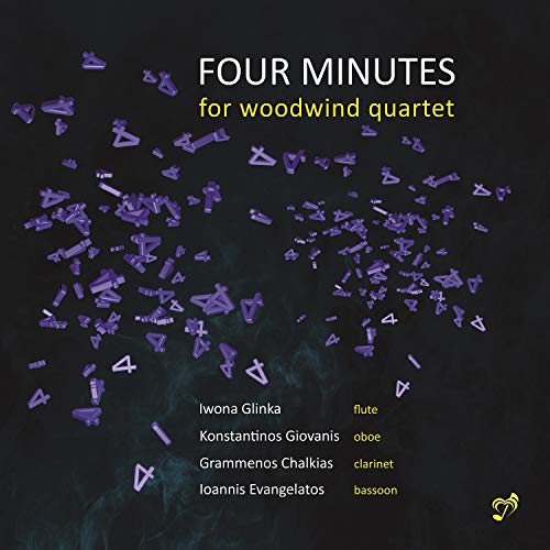 CD cover for "Four Minutes" by Glinka, Giovanis, and Chalkias, with musical notes.