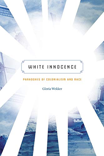 Book cover with white rays emanating from text and Dutch scenes.