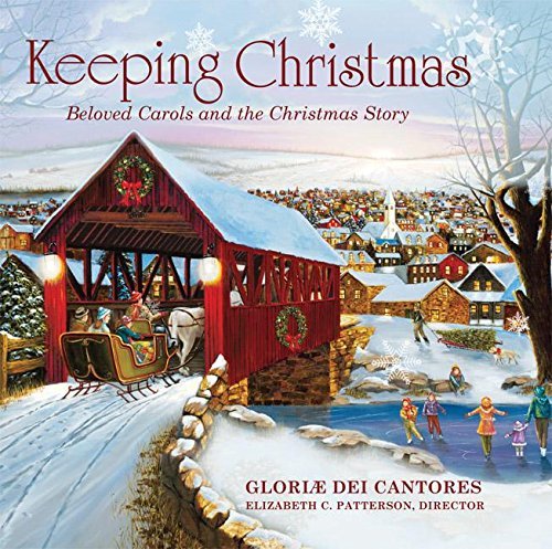CD cover: snowy winter scene with a red covered bridge and skaters.