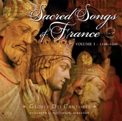 CD cover featuring sculpted faces and ornate text: “Sacred Songs of France”.