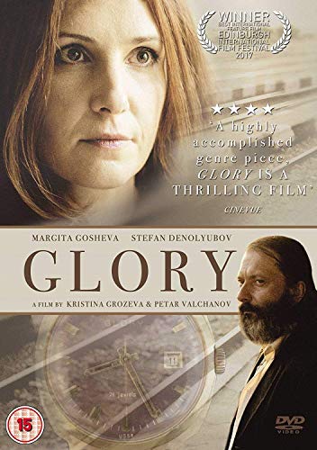 DVD cover for "Glory" featuring portraits of two actors and a clock.