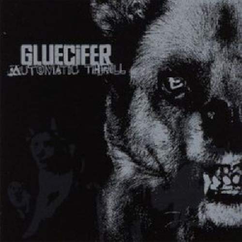 Black and white album cover featuring a bear and band name "Gluecifer".