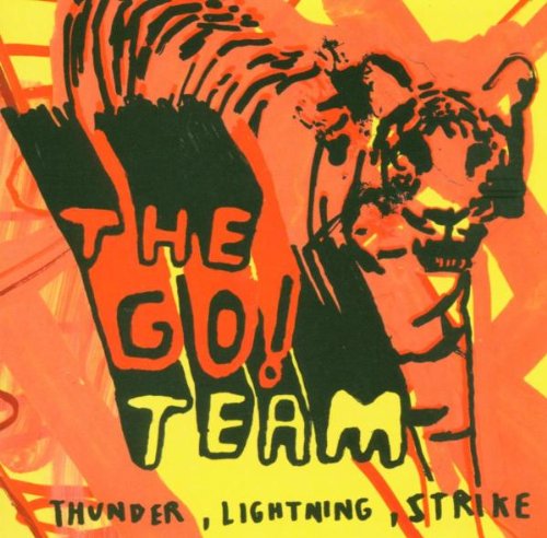 CD cover for “Go Team - Thunder, Lightning Strike” with bold text and tiger imagery.