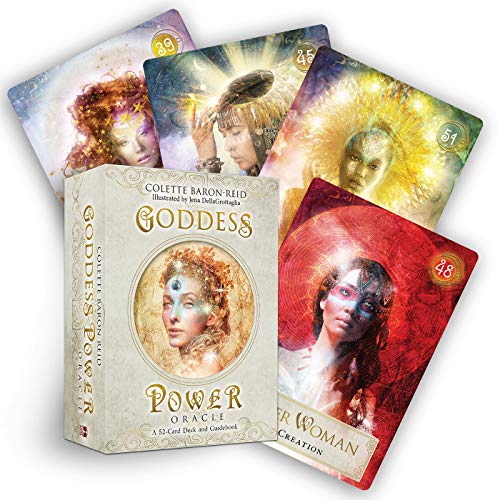 Oracle card deck and guidebook featuring portraits of diverse goddesses.