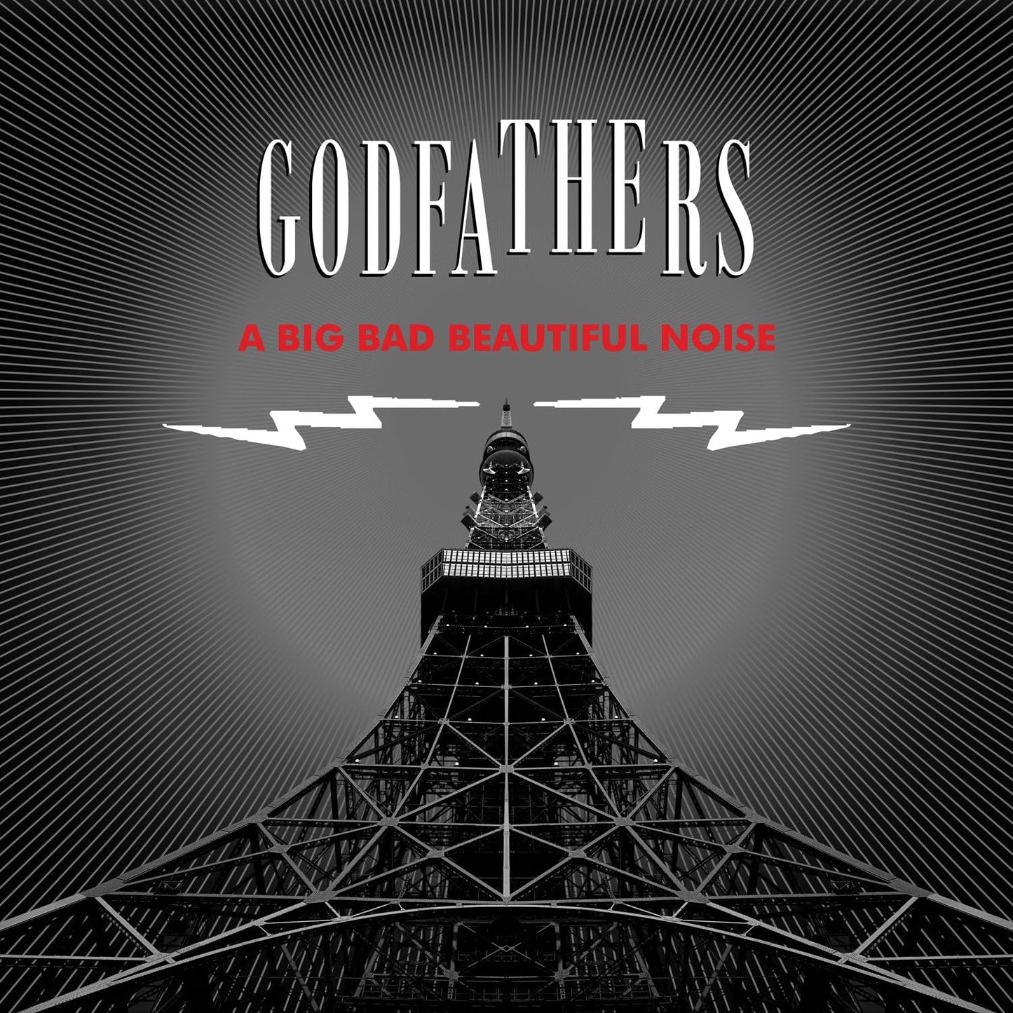 CD cover for “Godfathers” album featuring a radio tower illustration.