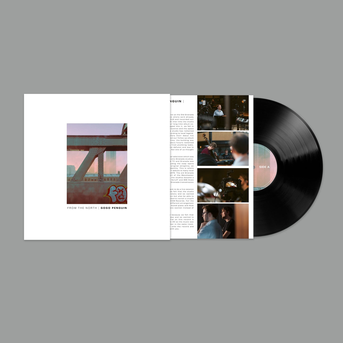 Vinyl record of Gogo Penguinās āFrom The Northā with band imagery.