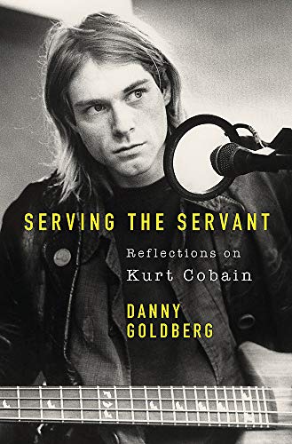 Black and white book cover featuring Kurt Cobain with a microphone.