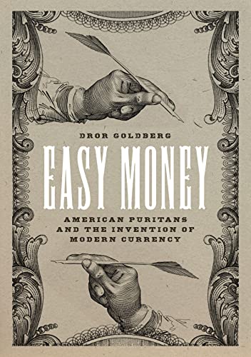 Book cover: “Easy Money” by Dror Goldberg, with quill and ornate design.