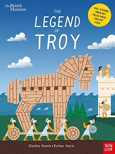 Book cover depicting the wooden Trojan Horse and figures in ancient attire.