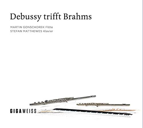 CD cover: flute and piano keys with text "Debussy trifft Brahms".