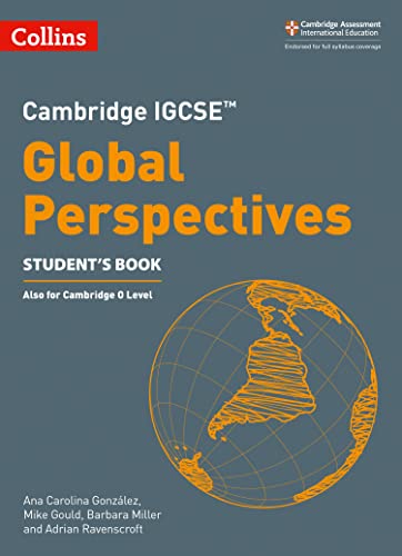 Textbook cover for Cambridge IGCSE Global Perspectives with a world map.