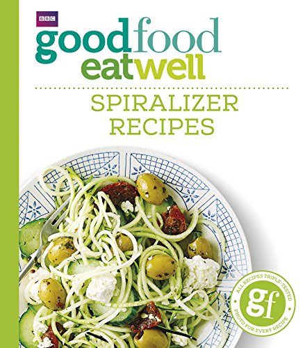 Cookbook cover with spiralized vegetables on a patterned plate.
