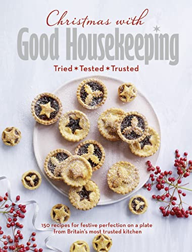 Book cover with festive mince pies and “Christmas with Good Housekeeping” title.