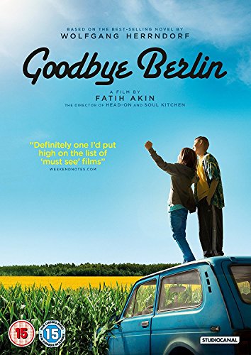"DVD cover of 'Goodbye Berlin' showing a couple standing on a blue van."