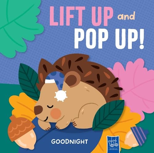 Cover of “Goodnight (Lift Up and Pop Up)” children’s book with a hedgehog.