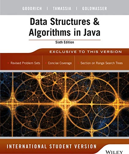 Book cover: "Data Structures and Algorithms in Java," sixth edition, with abstract design.