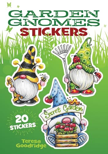 Book cover featuring colorful illustrations of garden gnomes and garden elements.