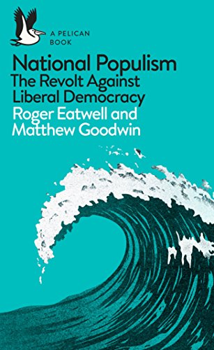 "Book cover with teal background, wave illustration, and title 'National Populism' in black text."