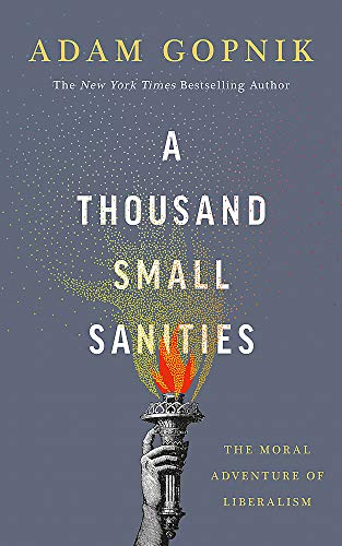 Book cover: "A Thousand Small Sanities" with a hand holding a torch.