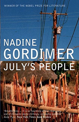 Book cover of July's People by Nadine Gordimer featuring a utility pole and fence.