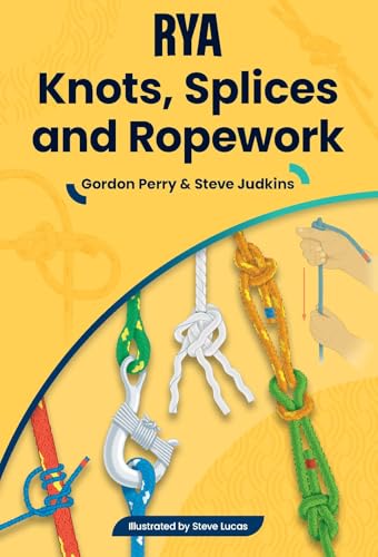 Book cover titled RYA Knots, Splices and Ropework featuring illustrations of various rope knots.