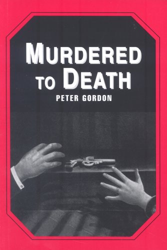 Book cover: “Murdered to Death” with hands and a revolver image.