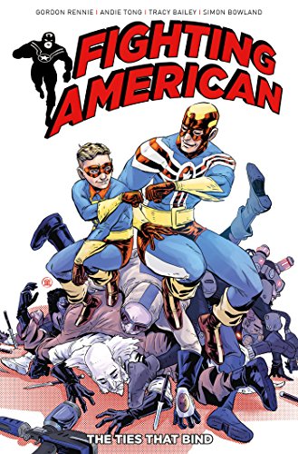 Comic book cover: "Fighting American" featuring two superheroes and villains.