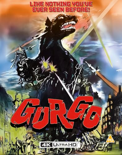 Movie poster for "Gorgo" featuring a large monster attacking a city.