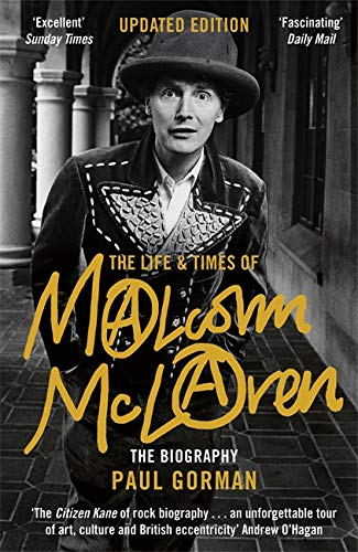 Book cover featuring a black and white portrait of Malcolm McLaren wearing a hat.
