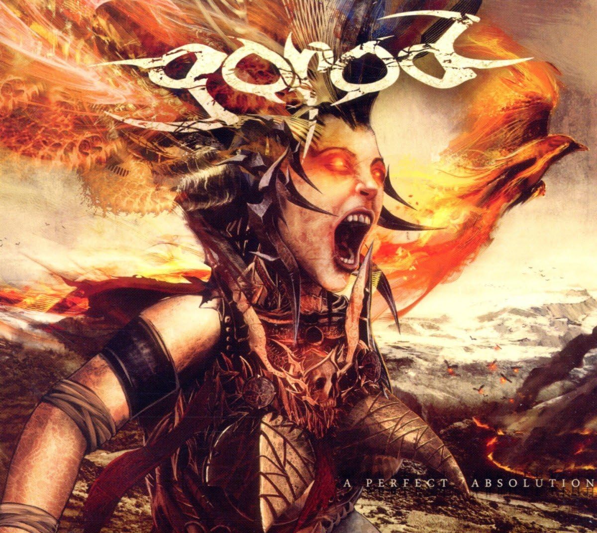 Album cover for Gorod’s “A Perfect Absolution” featuring a fierce, demonic figure.