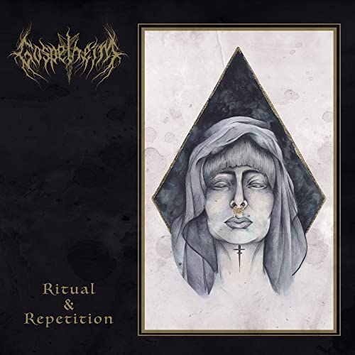 CD cover: veiled face illustration within a dark, geometric frame.