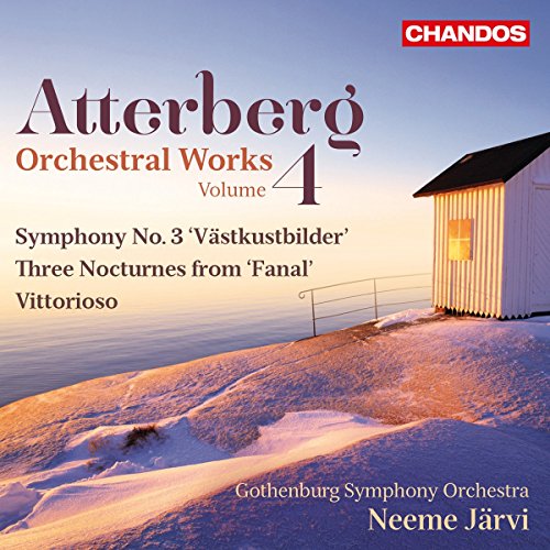 CD cover for Atterberg’s Orchestral Works 4, featuring a coastal scene.