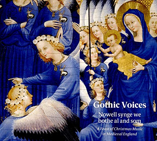 A medieval painting of the Virgin Mary surrounded by angels on a CD cover.