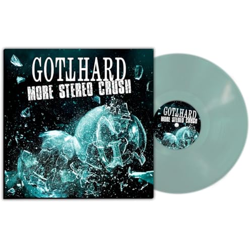 Gotthard "More Stereo Crush" vinyl record, coloured light blue, with cover art.