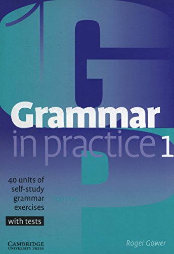 Book cover: "Grammar in practice 1" with blue and green design.
