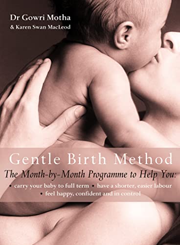 Book cover: mother and baby, text reads "Gentle Birth Method".