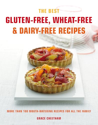 Cookbook cover titled Gluten-Free, Wheat-Free & Dairy-Free Recipes featuring two vegetable tarts.