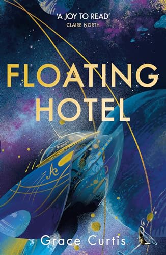 Book cover for "Floating Hotel" depicting a futuristic blue spaceship.