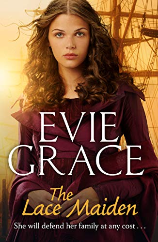 Book cover featuring a woman with long brown hair and a sailing ship.